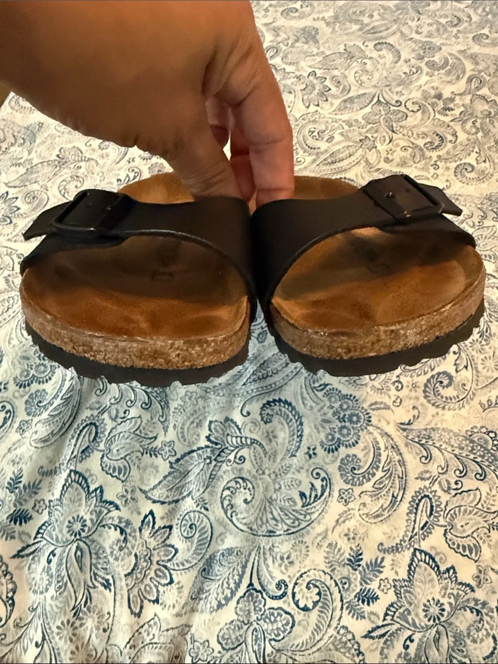 Birkenstock Black Slip-On Cork Footbed Sandals